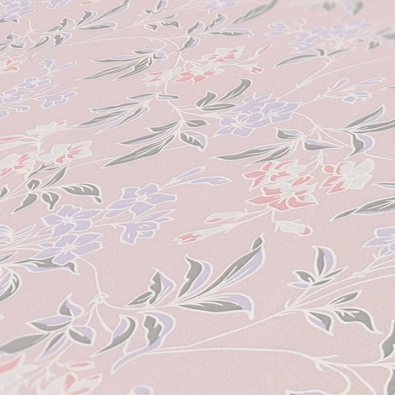 Papel pintado Floral con flores rosa crema - papel pintado moderno con motivos florales - papel pintado no tejido floral 