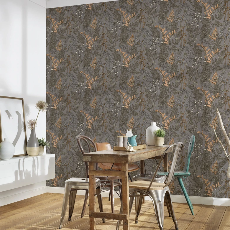 Architects Paper Vliestapete Floral Impression Blumentapete floral grau, beige, gelb, creme 