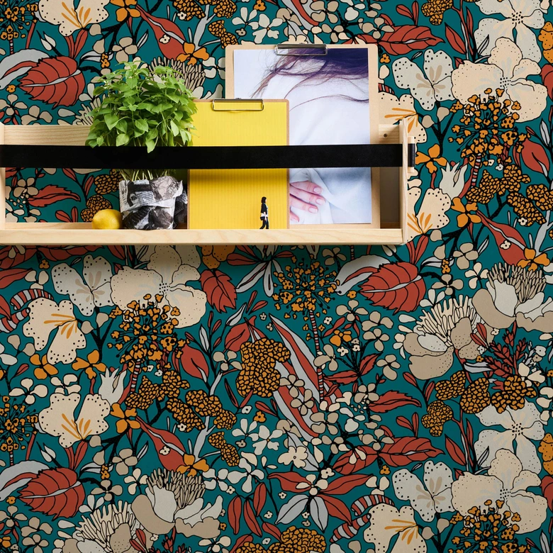 Architects Paper Vliestapete Floral Impression Blumentapete floral bunt, gelb, blau, orange, beige 