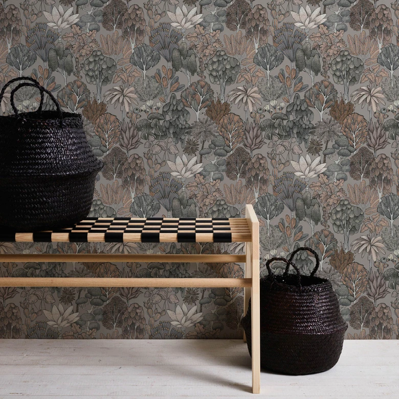 Architects Paper Floral Impression - Papier peint intissé jungle, gris 
