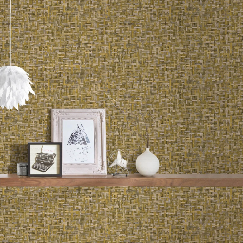 Architects Paper Vliestapete Jungle Chic Tapete in Holzoptik gelb 
