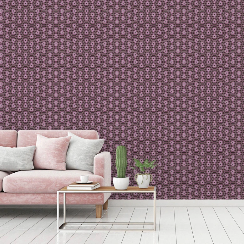 Architects Paper Vliestapete Jungle Chic Retrotapete geometrisch lila, schwarz 