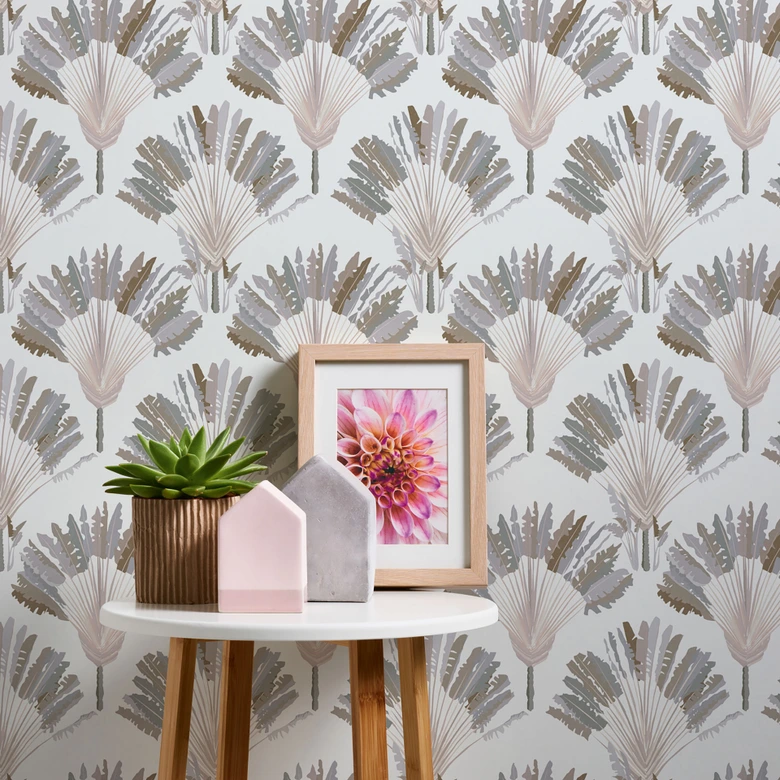 Architects Paper Vliestapete Jungle Chic Dschungeltapete Palmentapete grau, weiß, braun 