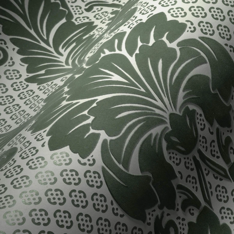 Architects Paper Vliestapete Luxury wallpaper Barocktapete mit Ornamenten in Echtflock blau, grün 