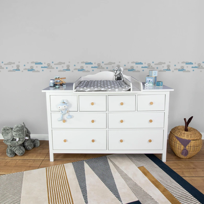 Lovely Kids selbstklebende Kinderzimmer Bordüre Dreamy Bears mit süßen Bären, Wolken und Sternen 