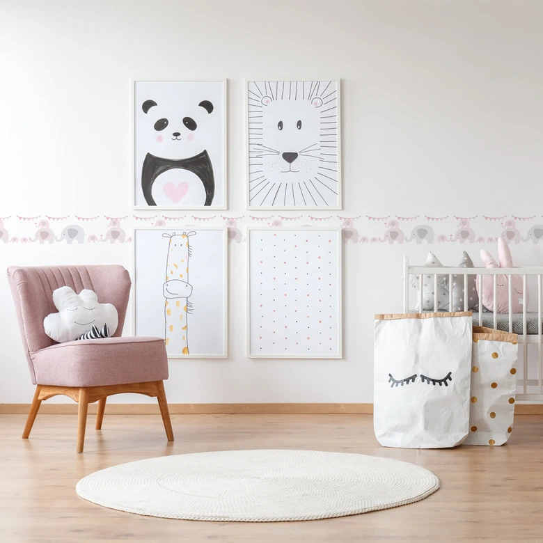 Lovely Kids selbstklebende Kinderzimmer Bordüre Elephant Party mit süßen Elefanten 