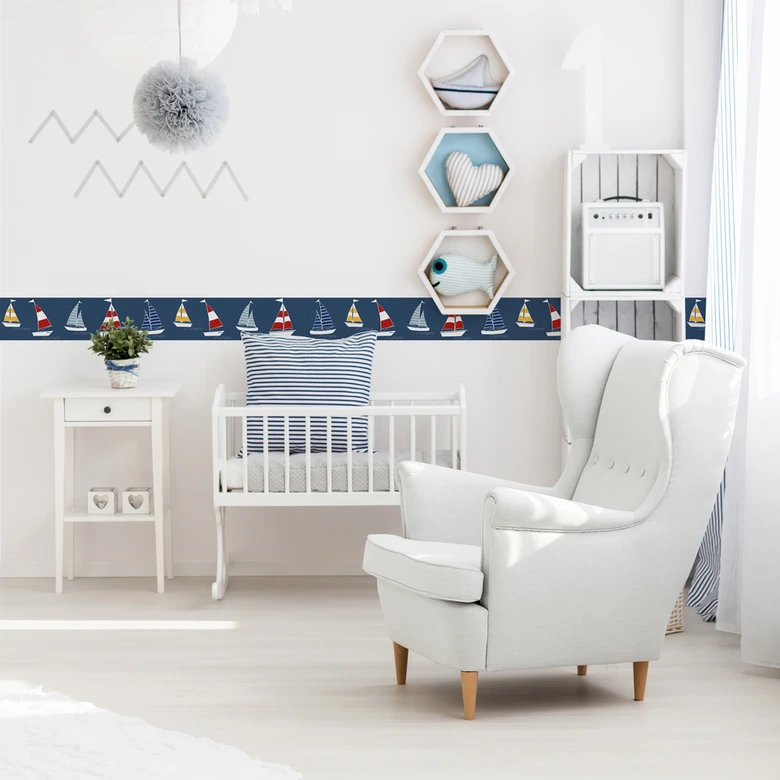 Lovely Kids selbstklebende Kinderzimmer Bordüre Sailor Friends mit Segelbooten 