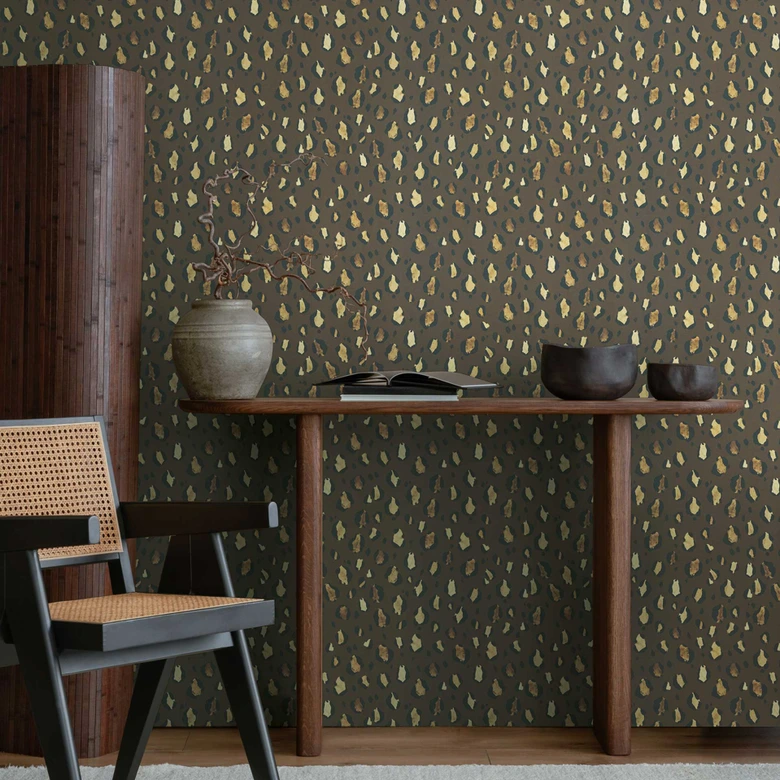 Leoparden-Tapete Dunkelbraun Beige Schwarz – Animal Print – Vliestapete modern 