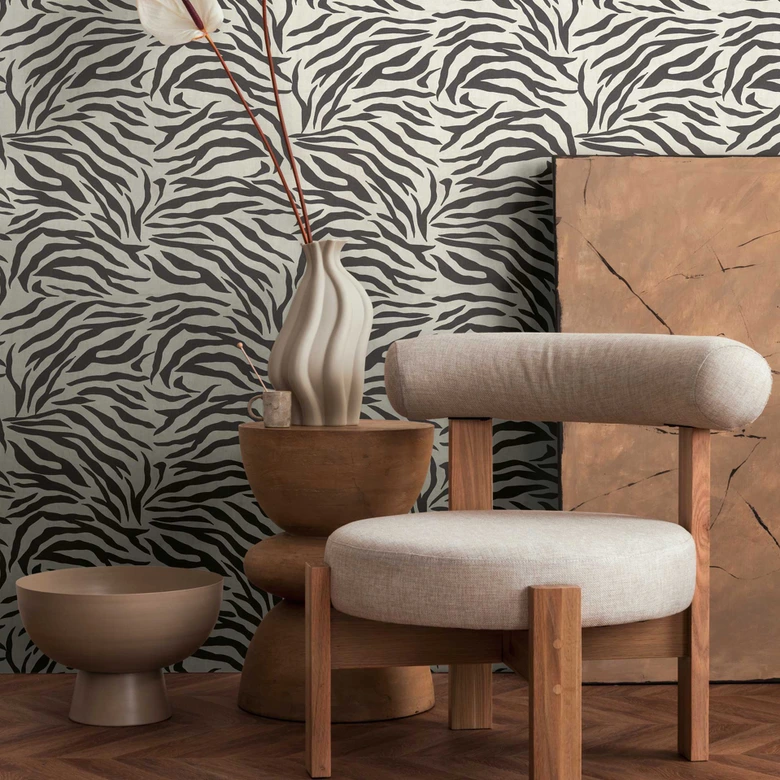 Zebra behang zwart wit - dierenprint patroon behang - Vliesbehang modern 