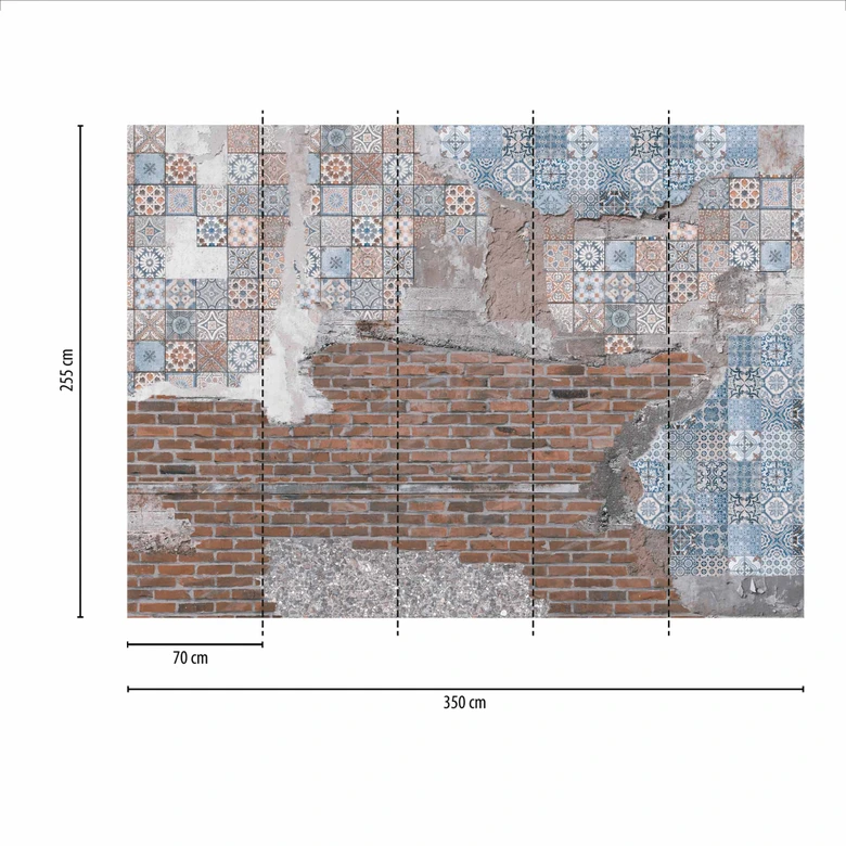 Fototapete Stein Stones&Tiles in kupfer blau - Vliestapete Designwalls 2 - 2,55 x 3,5 m 