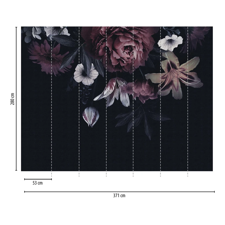 Livingwalls Blumentapete Metropolitan Stories THE WALL Vliestapete floral schwarz, rot, weiß 