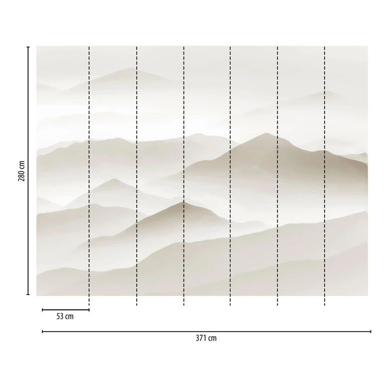 Livingwalls Tapete Bergpanorama Metropolitan Stories THE WALL Vliestapete Landschaft beige, weiß 