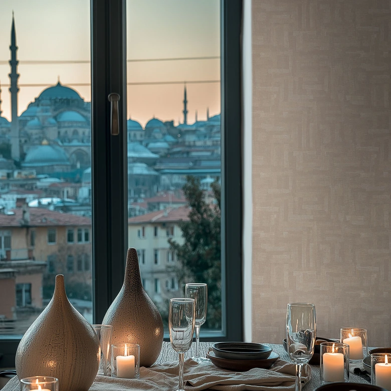 Textured wallpaper with linen look Beige Cream - Geometric Sample  