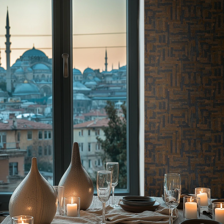 Papel pintado texturado con estructura de lino marrón negro - Muestra geométrica 