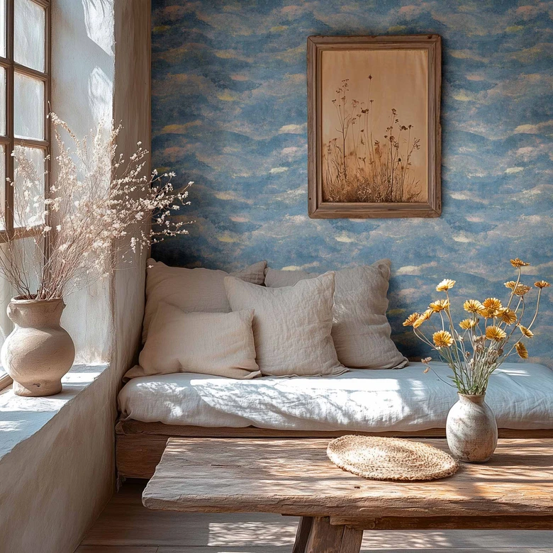 Papier peint dégradé abstrait bleu multicolore - papier peint intissé  