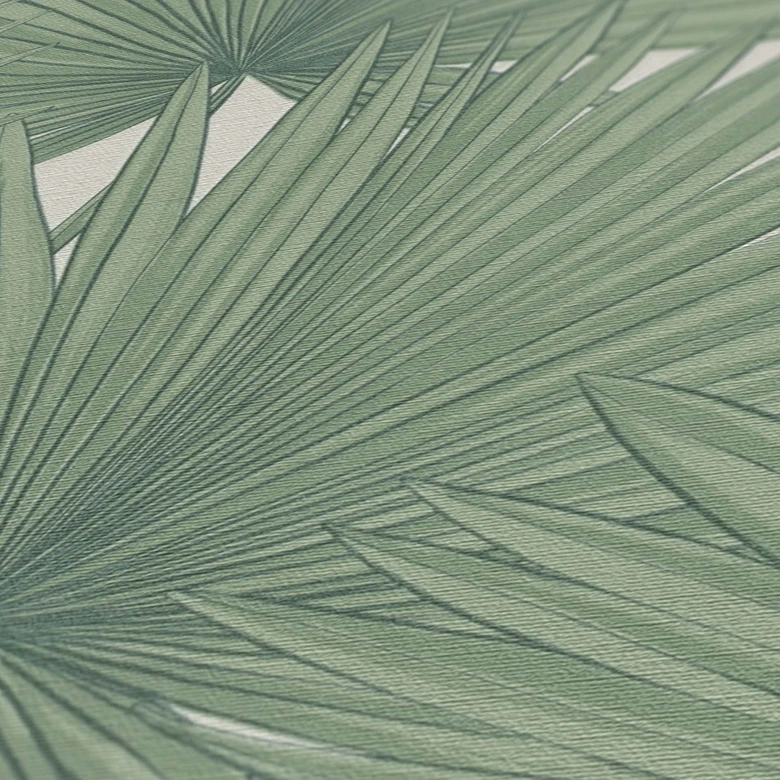 Jungle Papier peint Vert Feuilles - Salon Papier peint intissé Feuille de palmier 