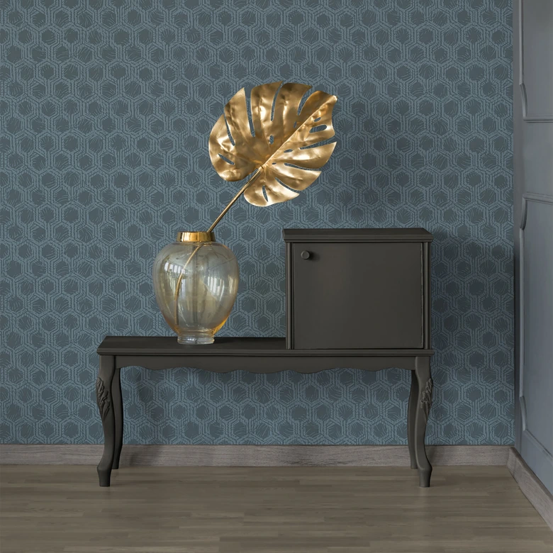 Architects Paper Vliestapete Alpha geometrische Tapete blau, metallic 