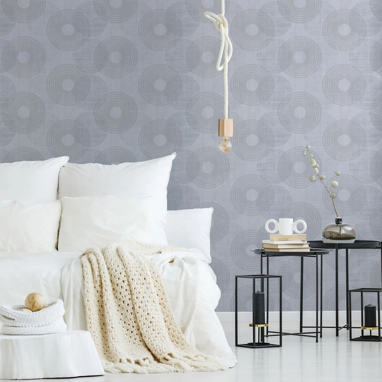 A.S. Création Attractive Papier peint intissé avec des cercles/ronds - gris 