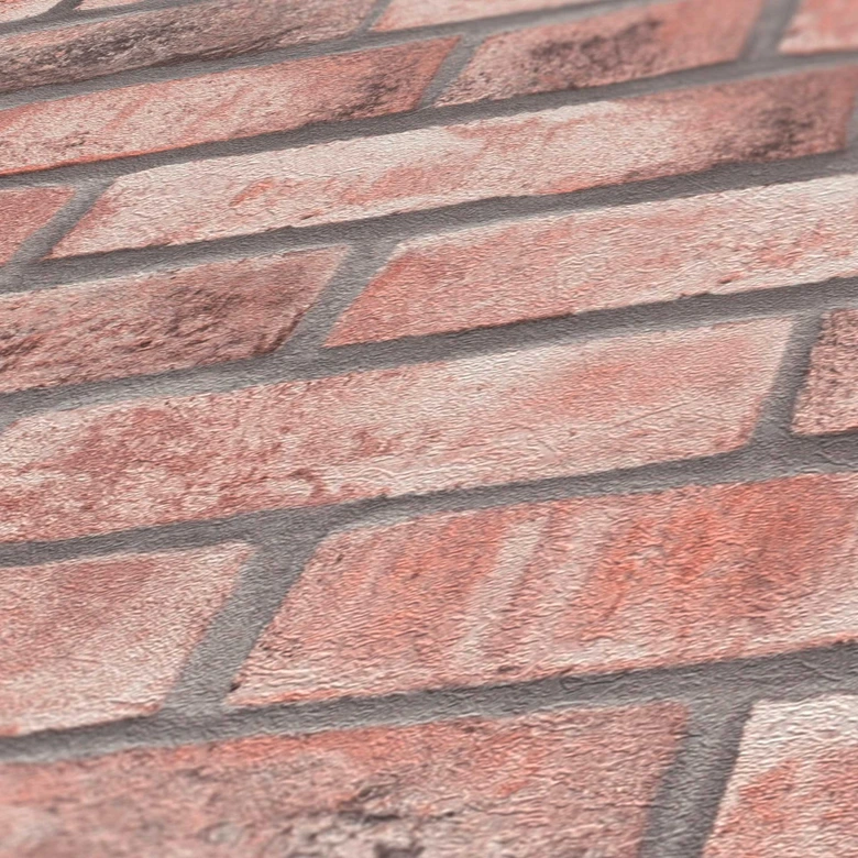 baksteen behang grijs beige - behang stenen muur loft - industrieel behang steen optiek 