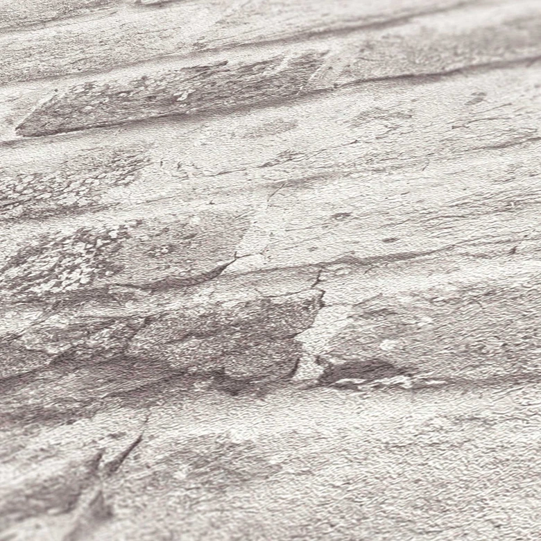 behang steen optiek grijs wit - Vliesbehang stenen muur - baksteen behang industrieel 