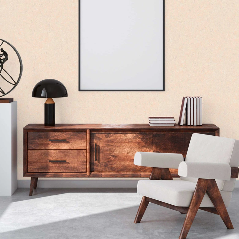 Moderne Strukturtapete Beige - Vliestapete für Wohnzimmer 