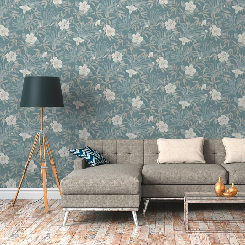 A.S. Création Vliestapete Cuba Blumentapete floral beige, blau 