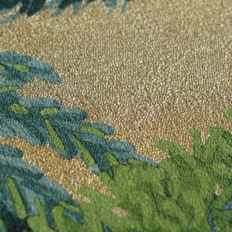 Papier peint intissé arbres nature vert or Papier peint mural forêt feuilles paysage  