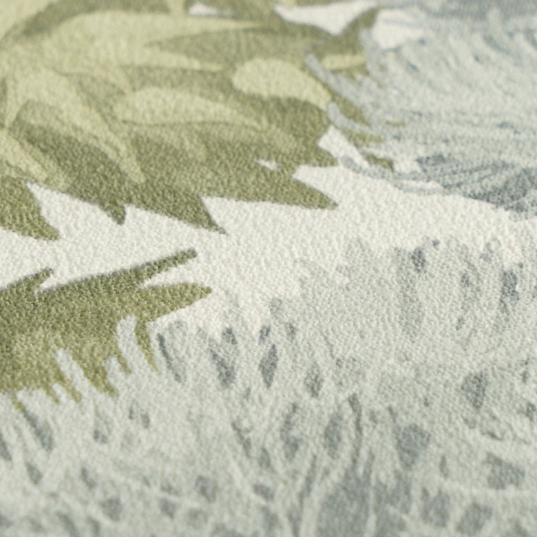 Papier peint intissé Arbres Nature vert crème Papier peint mural Forêt Feuilles Paysage  