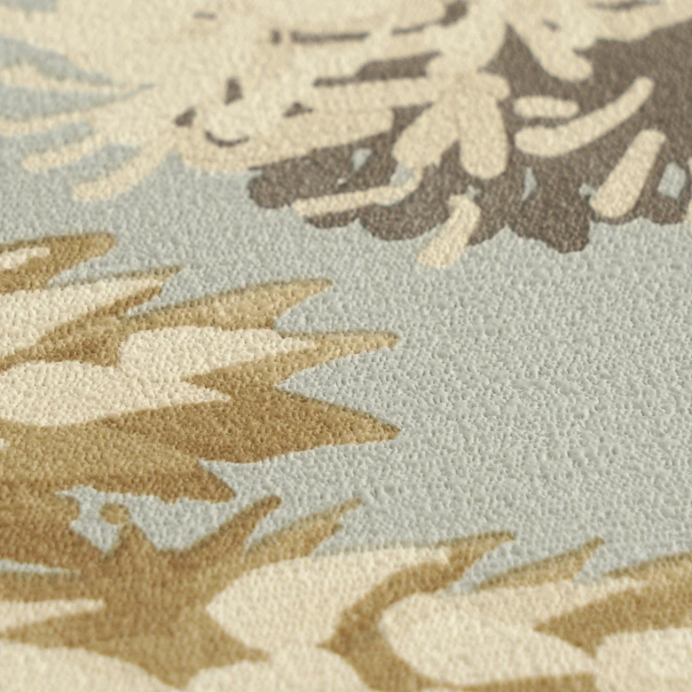 Vliestapete Bäume Natur blau beige Tapete Wandtapete Wald Blätter Landschaft  