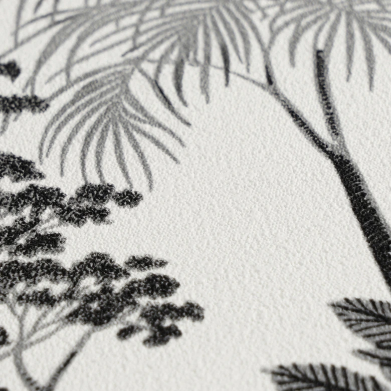 Non-woven wallpaper forest trees palm trees gray black white metallic wallpaper wallpaper nature 