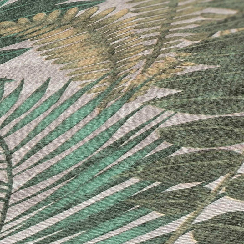 Papier peint à motifs avec feuilles de fougère Beige Vert Marron - papier peint floral avec feuilles  