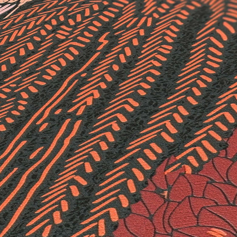 Vliestapete mit Wald-Muster Schwarz Rot - Tapete mit Akzenten in Orange 