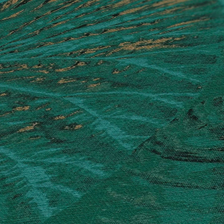 Papier peint jungle ton sur ton Bleu Vert - papier peint intissé floral avec feuilles 