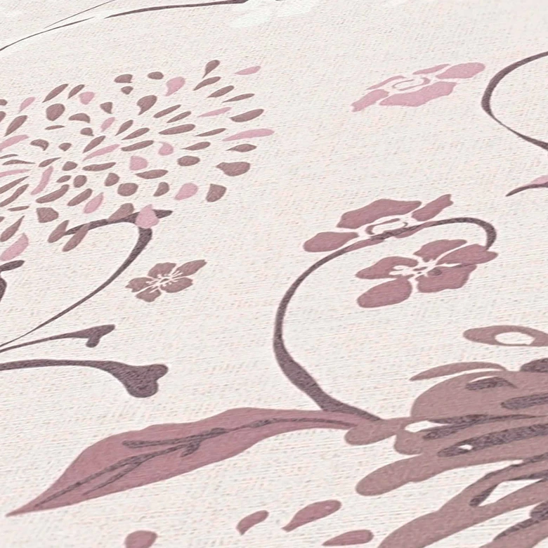 bloemen behang abstract wit paars - bloemen behang - natuurlijk woonkamer behang 