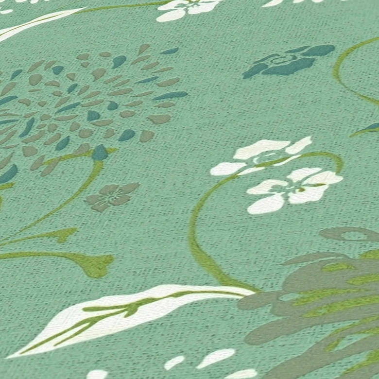 papier peint fleurs vertes blanches - papier peint plantes feuilles - papier peint fleurs 