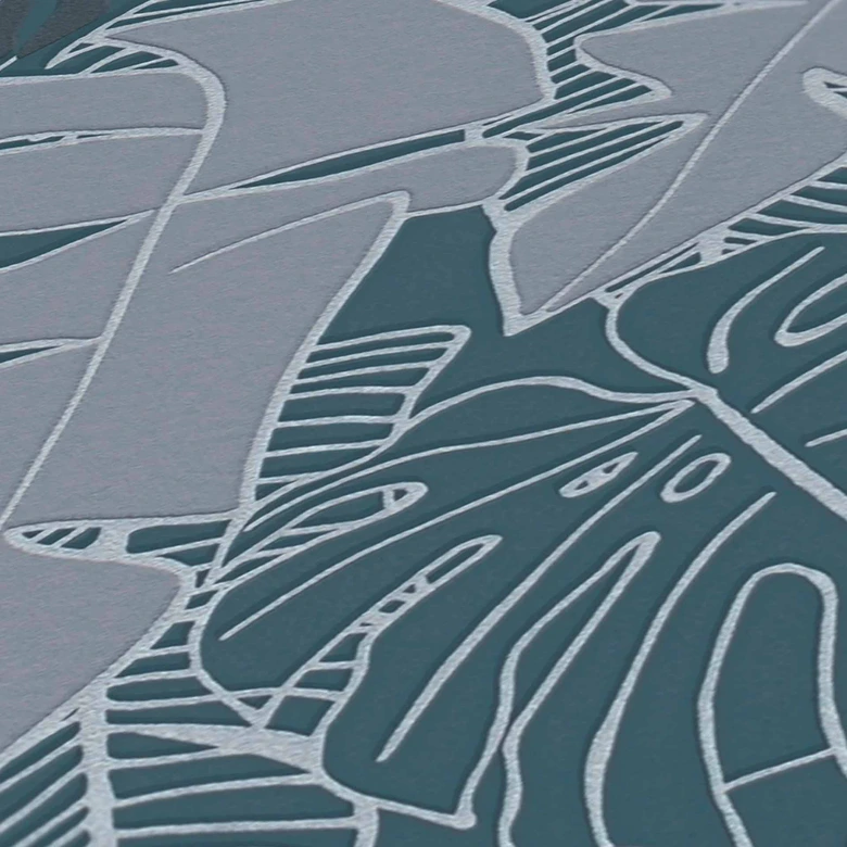 papier peint palmier gris anthracite - papier peint jungle - papier peint design feuilles de palmier 