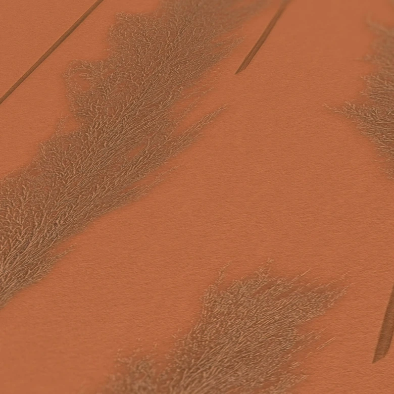 papier peint avec herbe de la pampa en orange papier peint intissé Hygge mat et texturé 