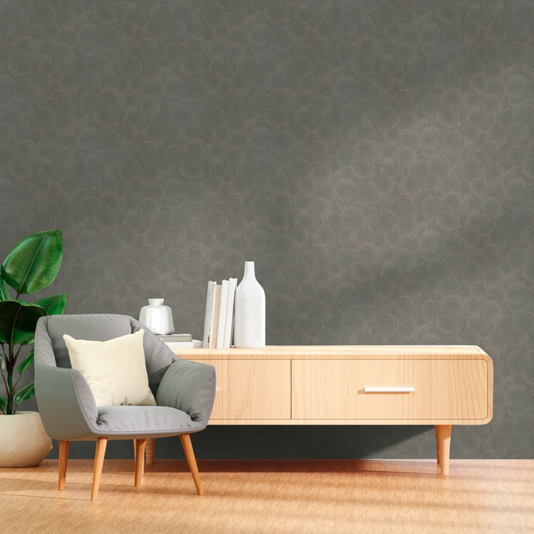 3D-Tapete Kreismuster Grau Braun – Vliestapete mit Struktur modern gemustert 