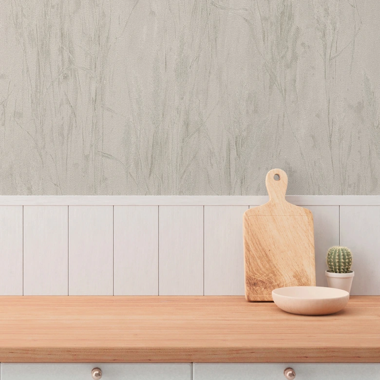 Botanik-Tapete Grasmotiv Beige Grau – Helle Vliestapete mit Naturdesign 