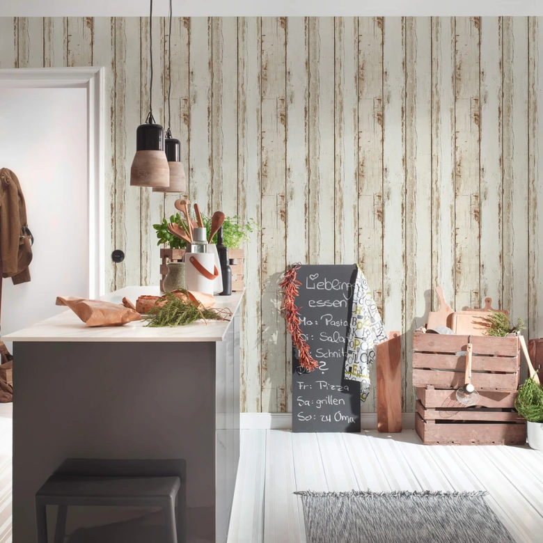 A.S. Création Il Decoro Papier peint effet bois - Crème 