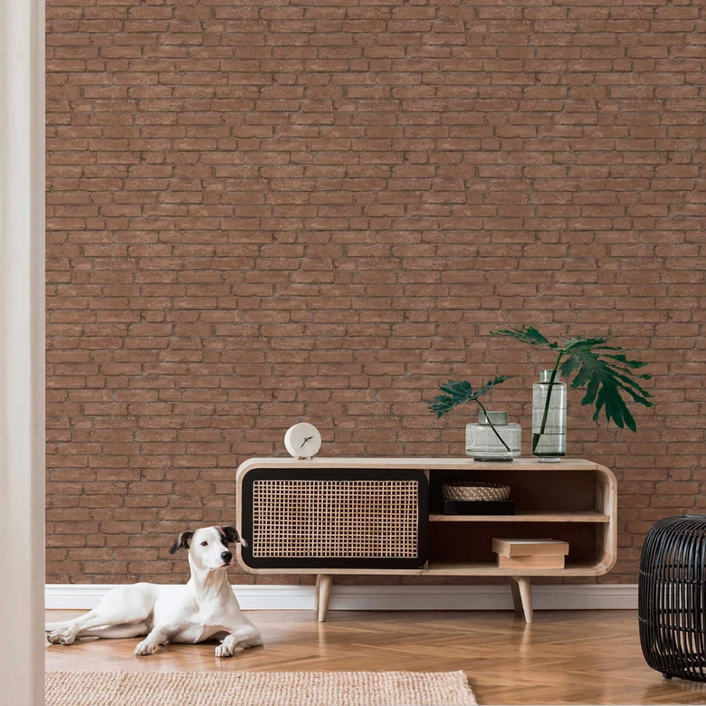 Livingwalls Vliestapete Industrial Tapete in Backstein Optik braun, orange 