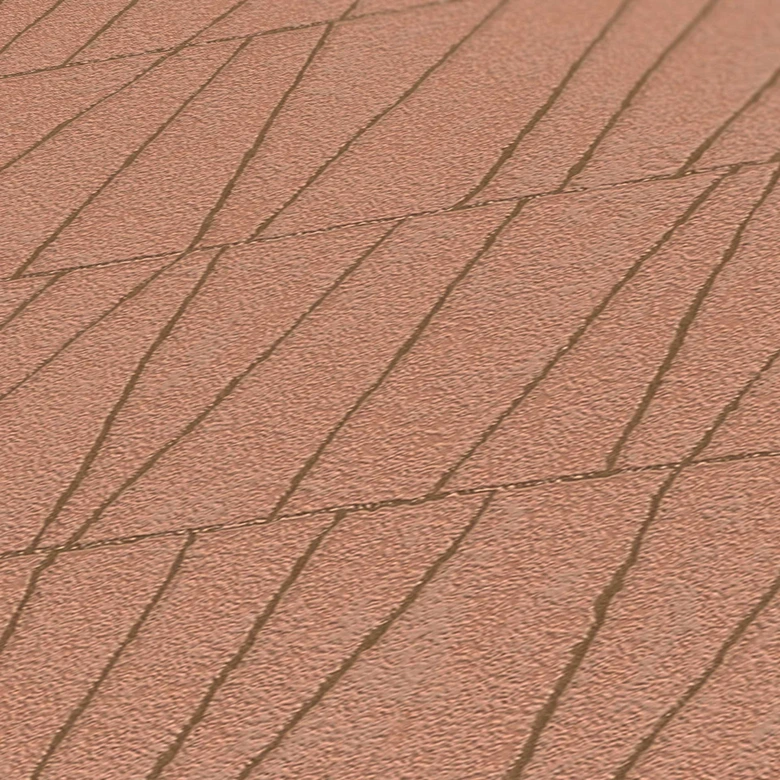 Papier peint graphique avec motif de lignes or rose - papier peint graphique ligné - papier peint intissé 