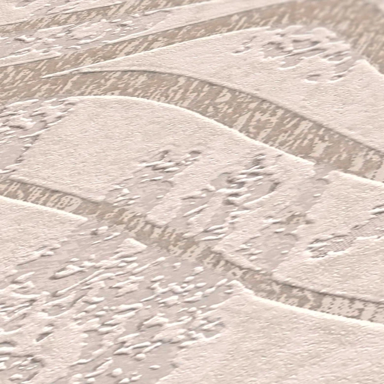 Abstract 3D wallpaper with waves white silver - non-woven metallic effect - patterned wallpaper 