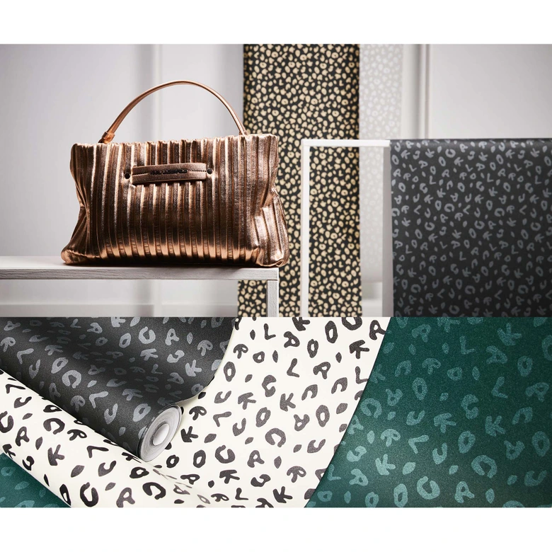 Karl Lagerfeld Papier peint fantaisie léopard Métallique, Noir 