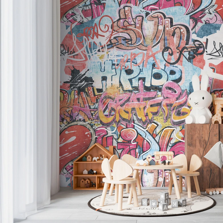 Papier peint photo Graffiti Hip-Hop Streetart Coloré - papier peint chambre ado extensible 