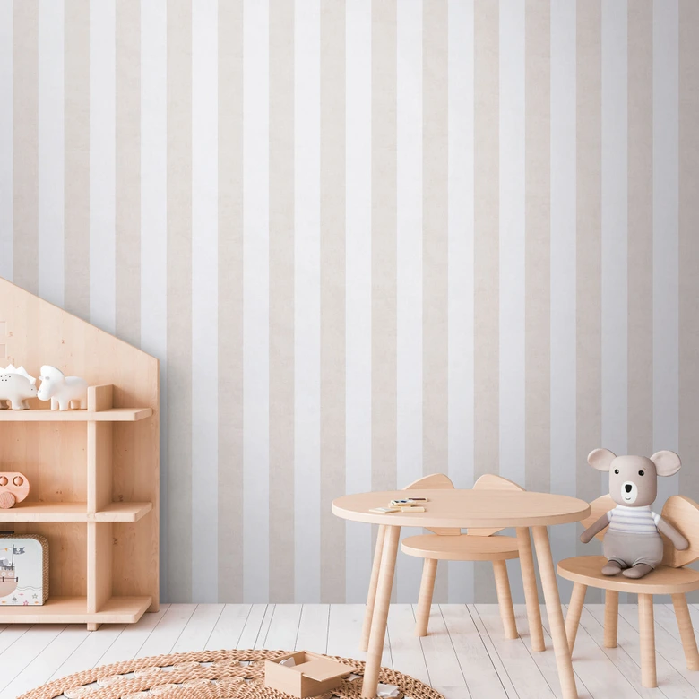 Randig tapet beige vit - klassisk tapet med randigt mönster  