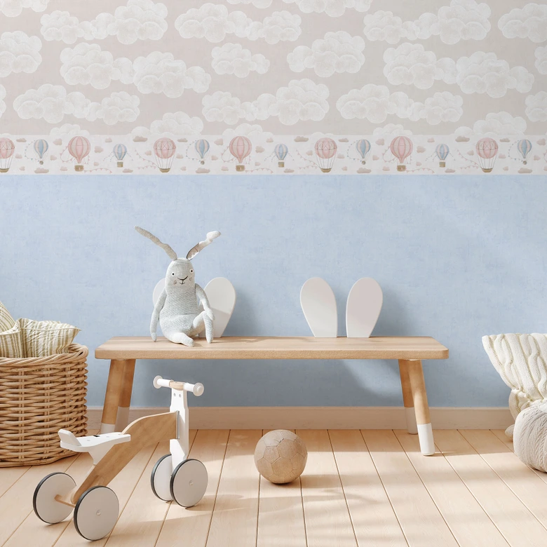 Papier peint uni chambre enfant garçon bleu clair - papier peint uni tendrement mat 