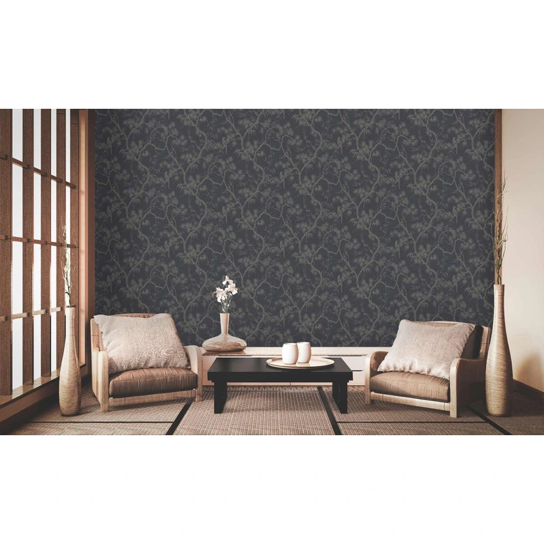 Livingwalls Vliestapete Metropolitan Stories asiatische Tapete mit Bonsai Mio Tokio grau, schwarz 