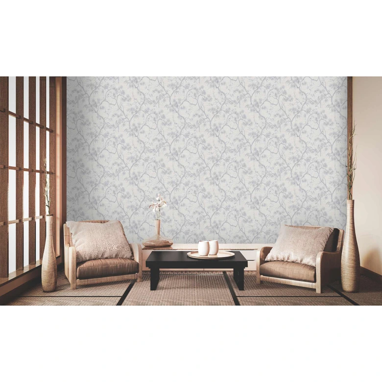 Livingwalls Metropolitan Stories 2 Mio - Tokio Papier peint floral, Métallique, Blanc,  