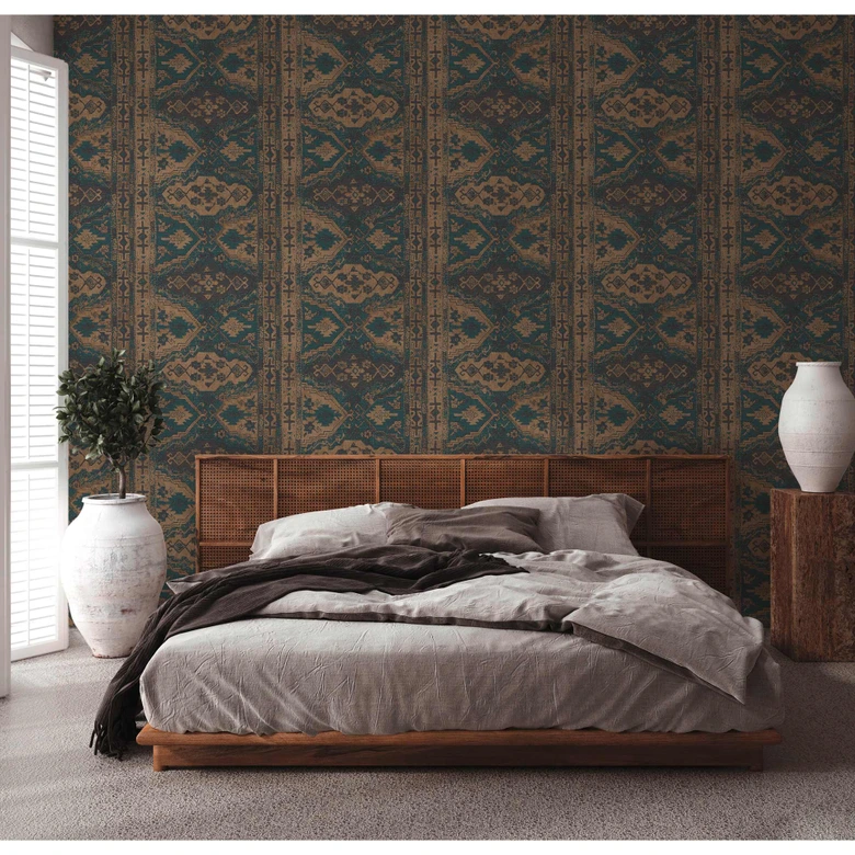 Livingwalls Metropolitan Stories 2 Said - Marrakech Papier peint oriental, Bleu, Vert, Noir 